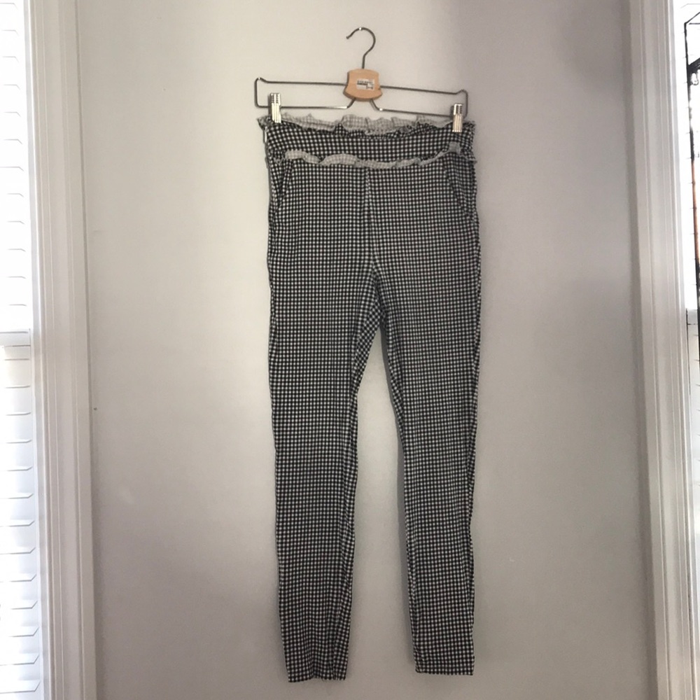 gingham cotton pants